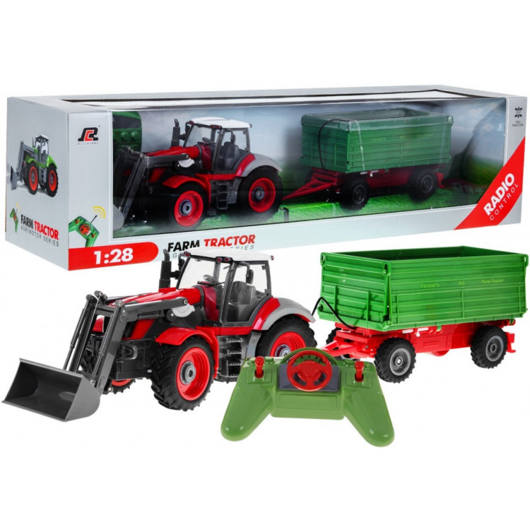 Traktor s prívesom RC 1:28 červeno-zelený RTR Traktor s prívesom RC 1:28 červeno-zelený RTR